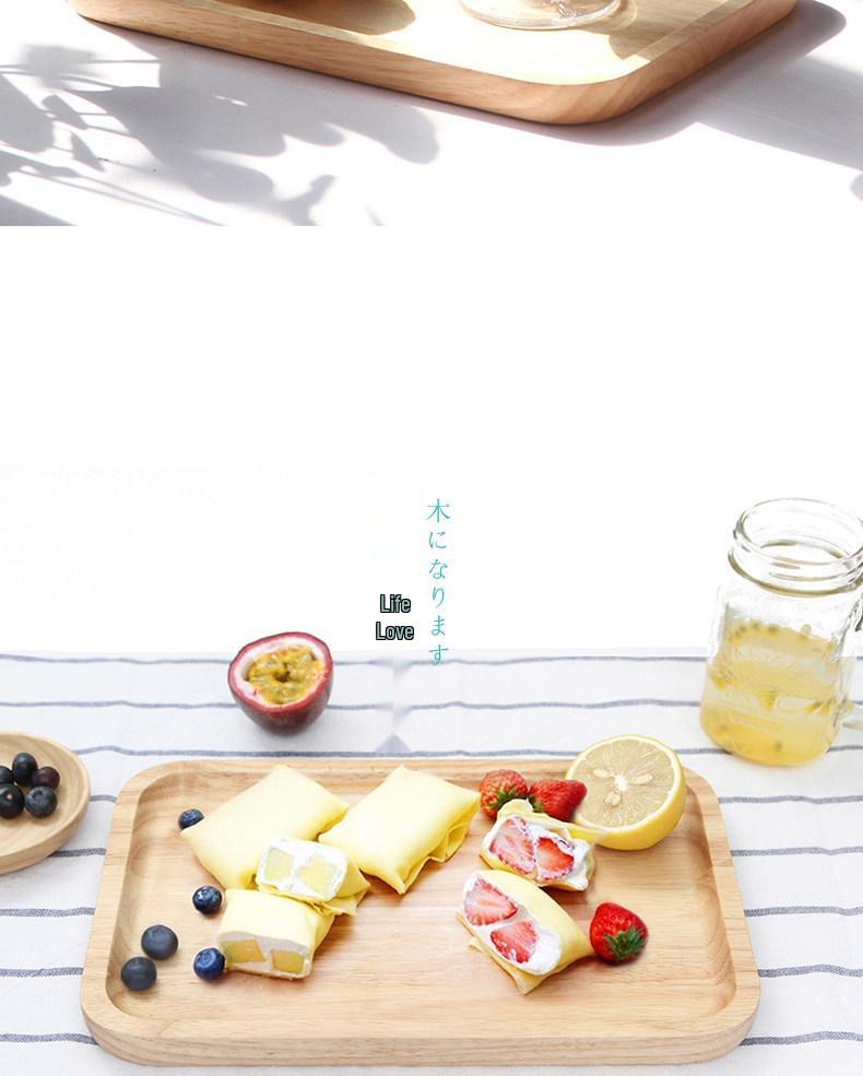 Japanese-Style Solid Wood Rectangular Tea and Cake Tray