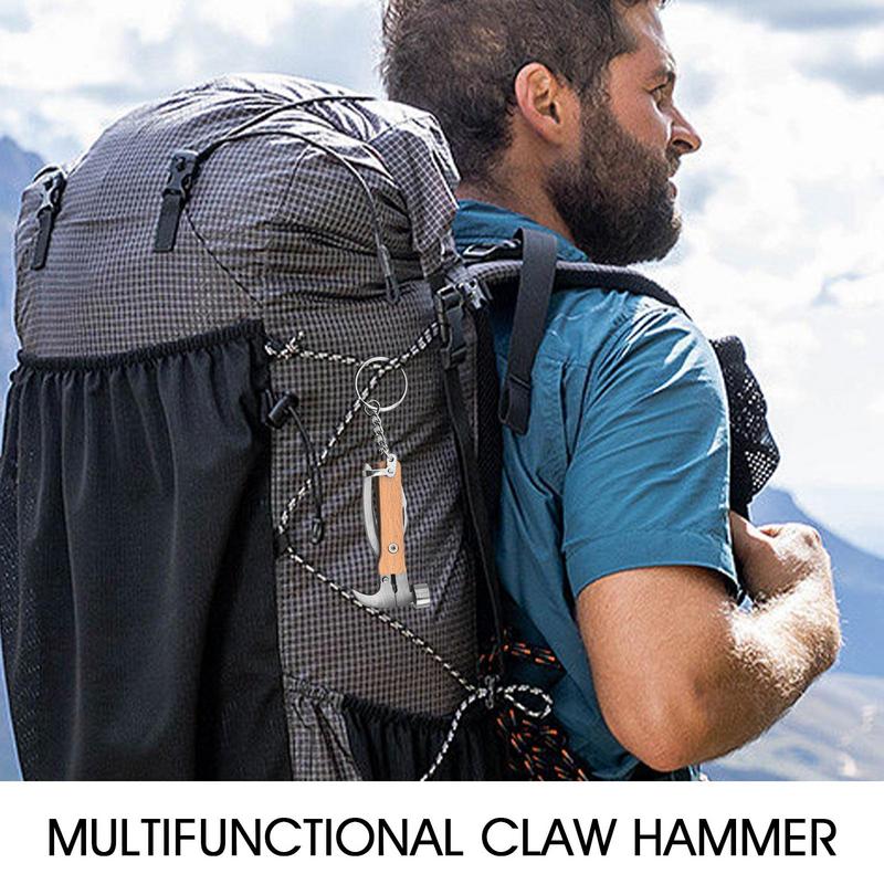 Multifunctional Ax Escape Hammer Wood Handle Outdoor Hammer Multitool Hammer Emergency Survival Hammer Tool