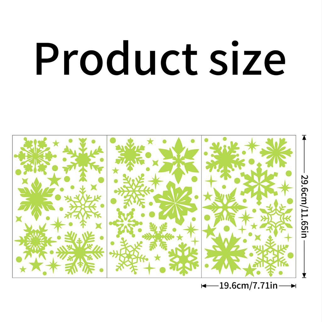 3Sheets Glow In The Dark Snowflake Window Stickers DIY Car Luminous PVC Decal Christmas Home Wall Decoration New Year Party Gift