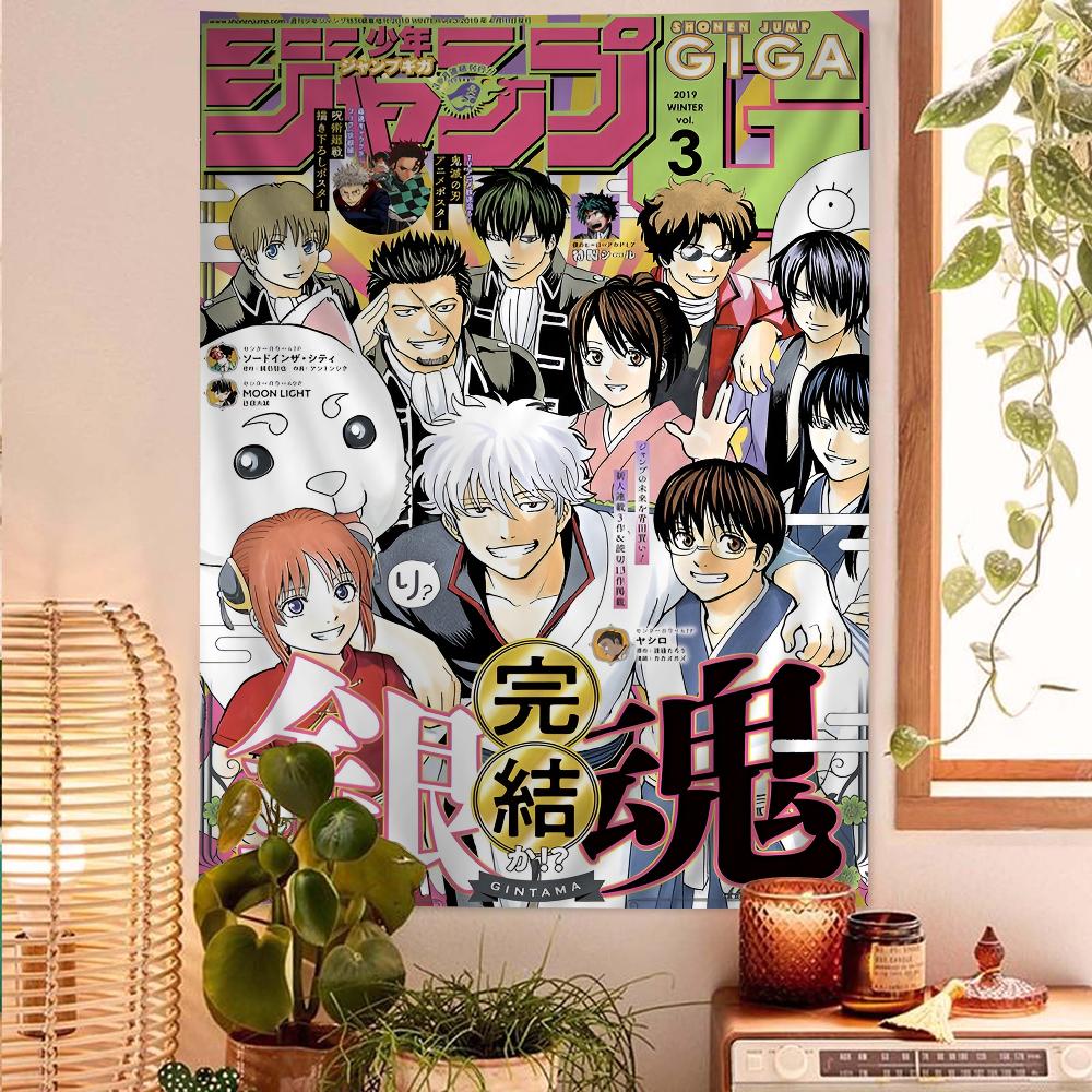 Gintama Weekly Jump Cover Wall Tapestry  Anime Manga Decor Banner Playful Room Accent for Shonen Comedy  Samurai Anime Fans