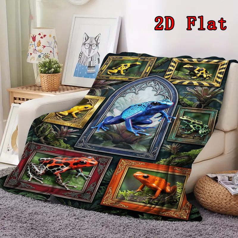 Frog Collection 2D Flat Pattern Flannel Blanket, High Quality All Seasons, Home Decor, Warmth and Comfort, Perfect for Christmas Gifts.