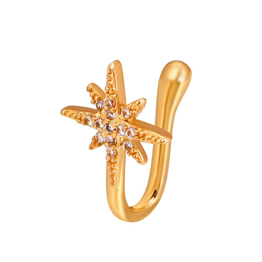 Non Perforated U-Shaped Nose Clip Copper Inlaid Zircon Star Shaped Heart Crown Nose Ring Nose Decoration Puncture Decoration