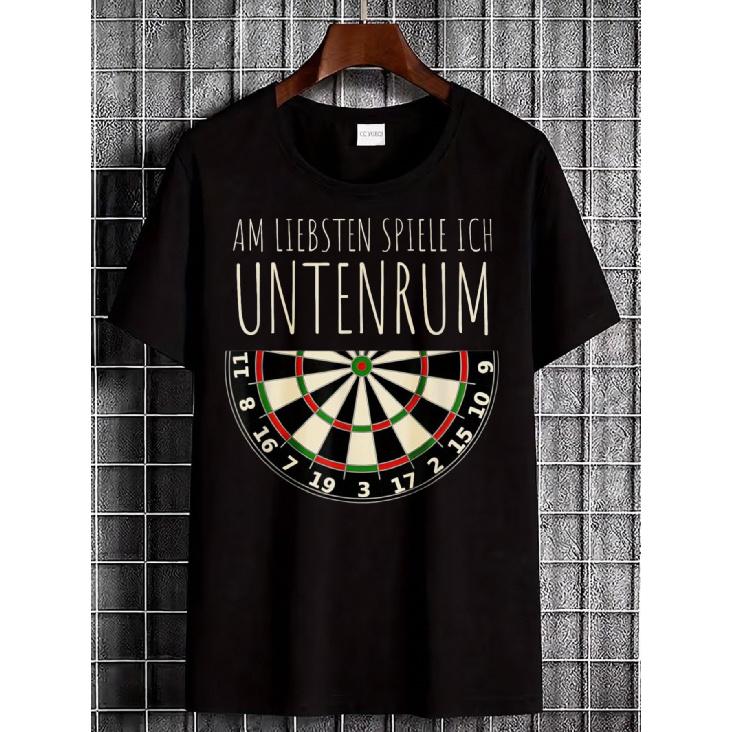 Black T Shirt with for Dart Board And Text I Prefer To Play Bottomless for Darts Enthusiasts And Casual Wear