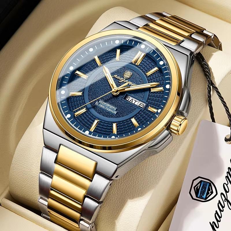 Men Sport Quartz Date Week Luxury Man Wristwatch Waterproof Luminous Stainless Steel Men's Watches Reloj