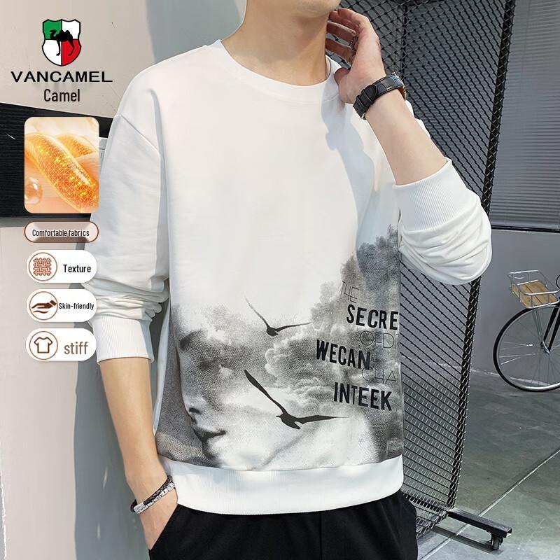 

VANCAMEL Men s Ink Wash Print Loose Sweatshirt XL