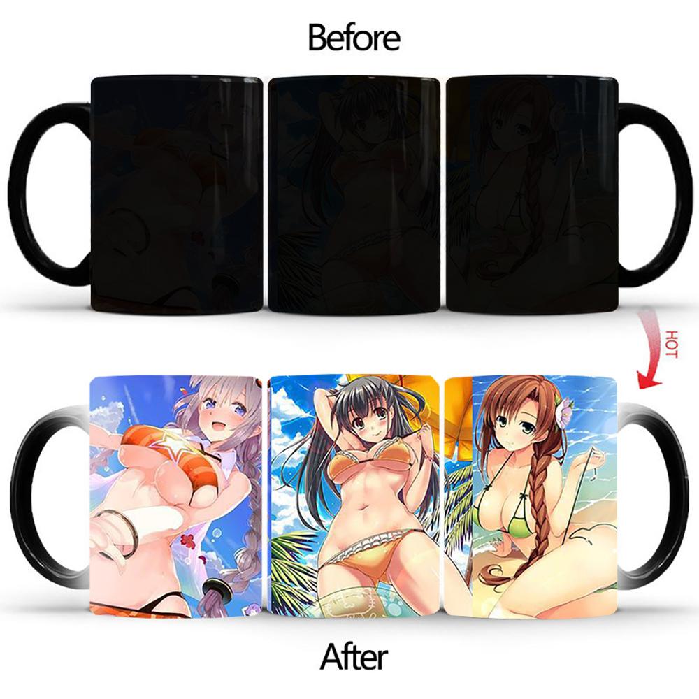 

Творческая кружка, меняющая цвет, Sunshine Beauty BSKT-145 Kawaii Cup Керамические кофейные чашки Оптовая продажа фарфоровых кружек Бесплатная доставка Аниме 301-400ml