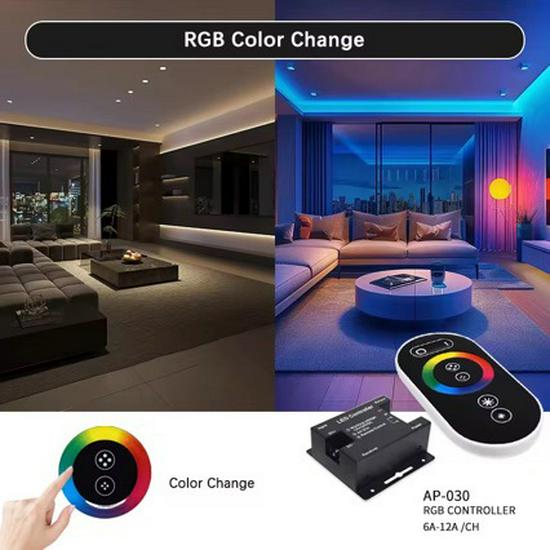 30A High-Power 6-Key Touch Controller, Low Voltage 12-24V, Color Box Packaging.