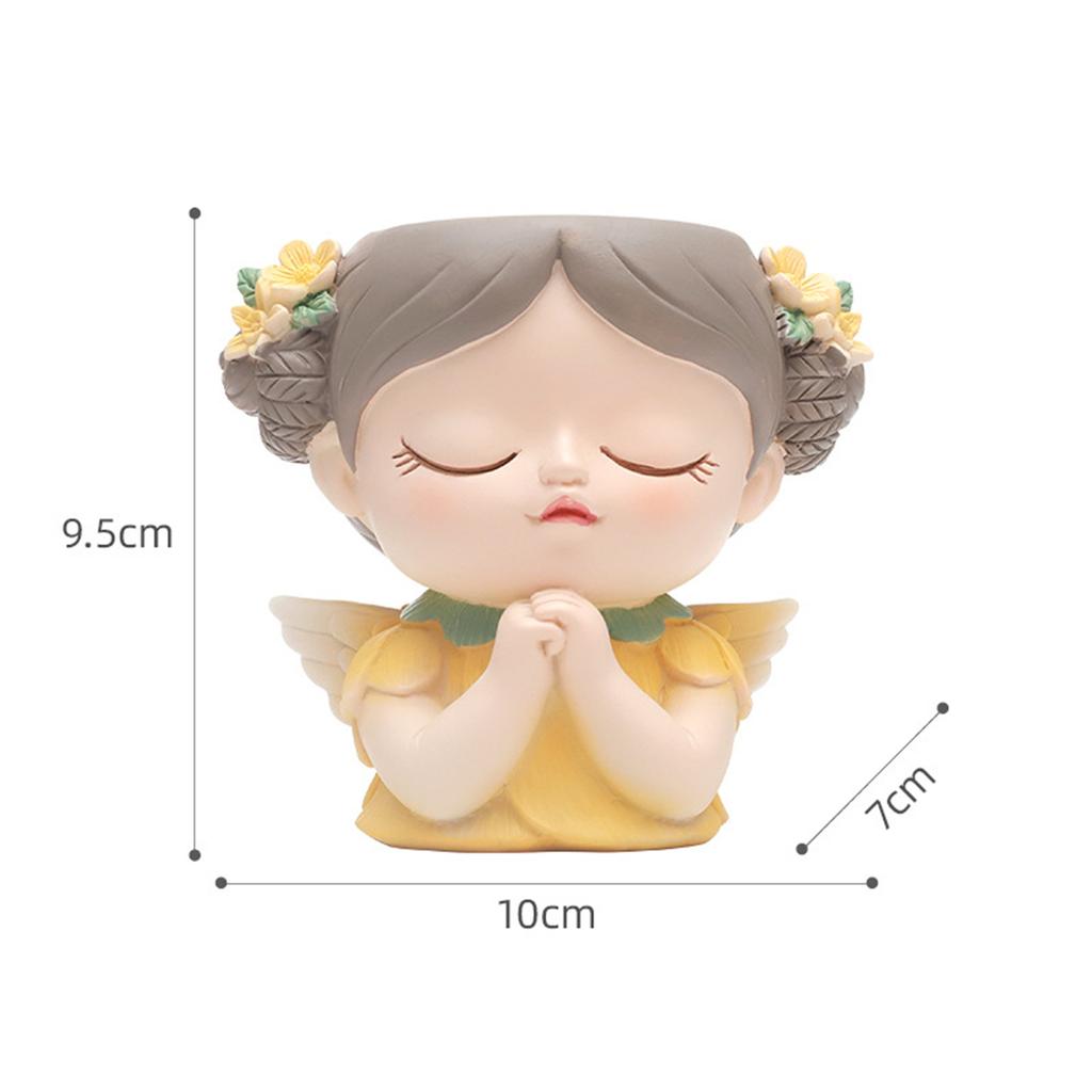 Girl Head Planter Cartoon Girl Statue Figurine Resin Creative Flowerpot for Living Room Indoor Outdoor Garden Tabletop Gifts