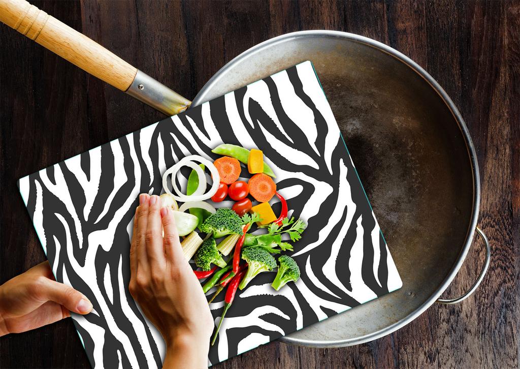 Szklana Płyta Deska Do Krojenia 52X40 Zebra