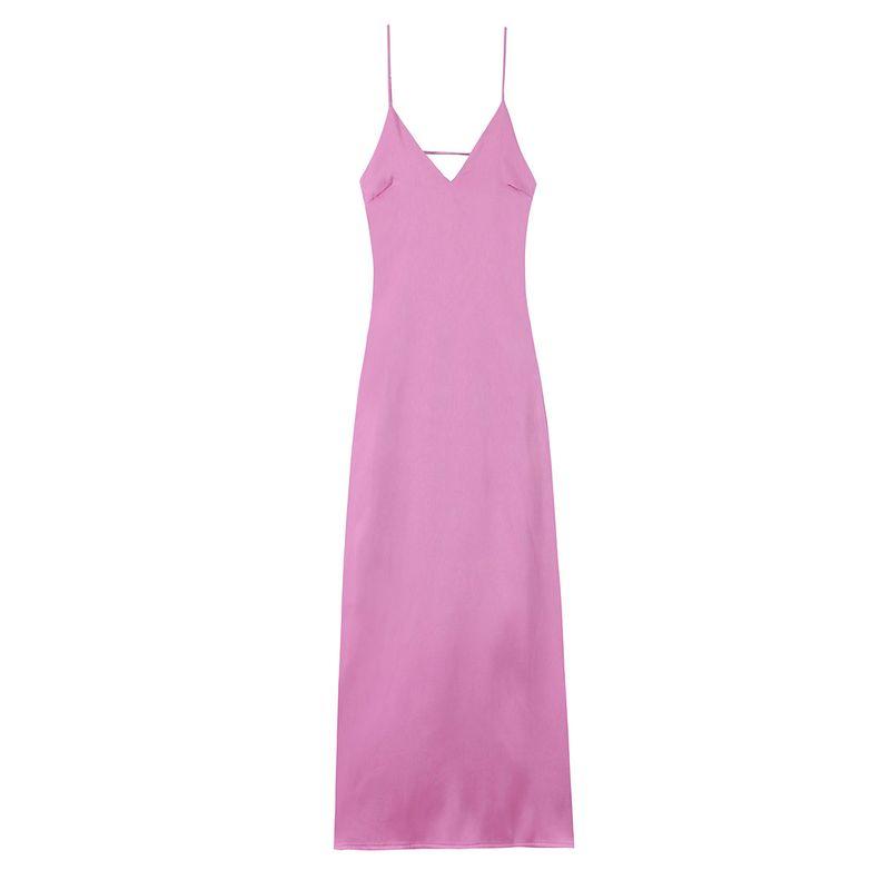 Kaslead New Women Clothes Western Style Silk Satin Texture Sleeveless Midi Dress 2452331 300