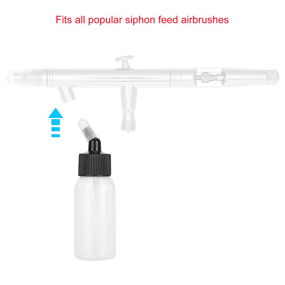 Box of 10-Each 1.2-Ounce(35 ) Brush Bottles Paint Storage Bottles PP Jar and Cover with Scale Line -proof for Dual-Action Siphon Feed Brus