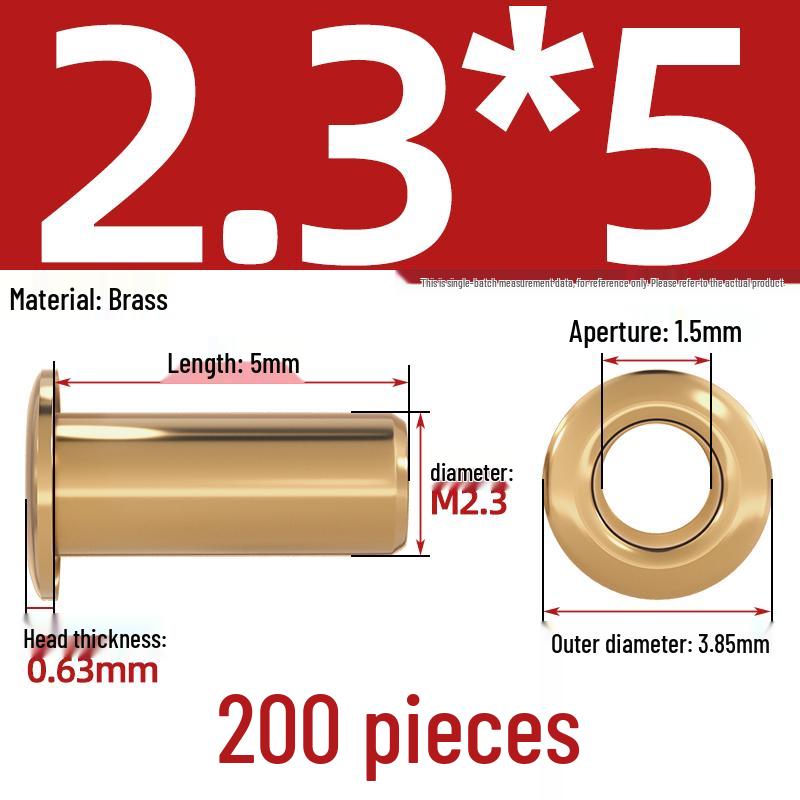 Pure Brass Hollow Rivets & Copper Eyelets Fasteners M1.3–M5