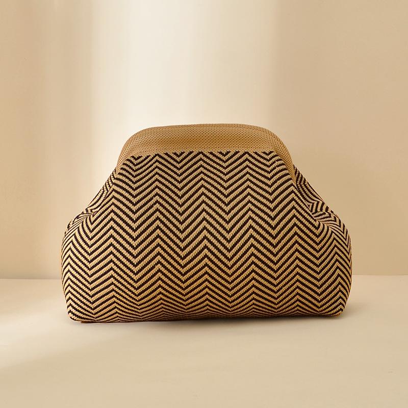 Pochette a Maglia Rigata - Borsa da Giorno Capiente per Trucco e Oggetti Essenziali