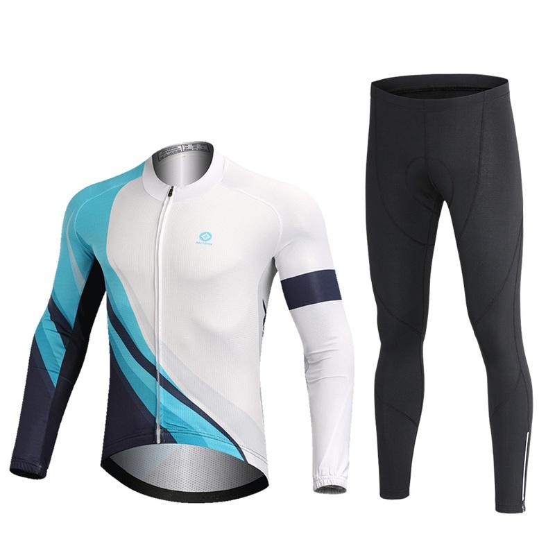 Prodyšné jezdecké dresy na kolo Sada cyklistického oblečení Rychleschnoucí muži Oblečení na kolo s dlouhým rukávem Oblek Punčochové kalhoty