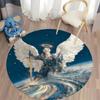 Heavenly Angel Design Circular Rug for Home Decor Round Carpet for Home Sofa Bedroom, Gift