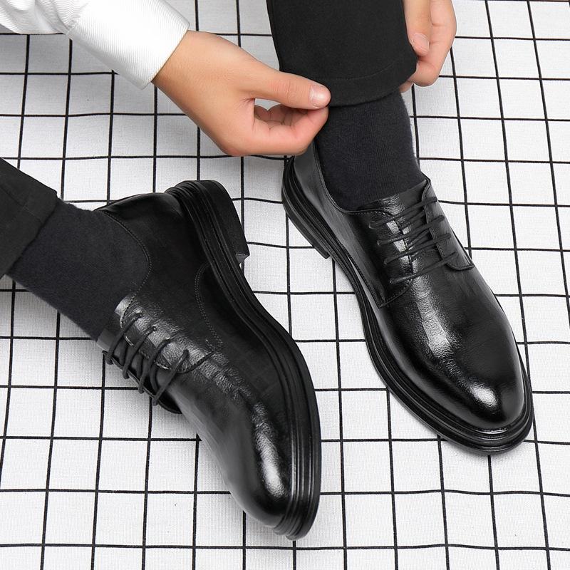Leather Shoes Men's Formal Business Leather Soft Sole British Thick Sole Inner Height Increase Casual Foreign Trade Suit Shoes