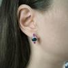 Серебряные серьги с натуральным сапфиром 4.337ct, рубином, фианитами (2180821)