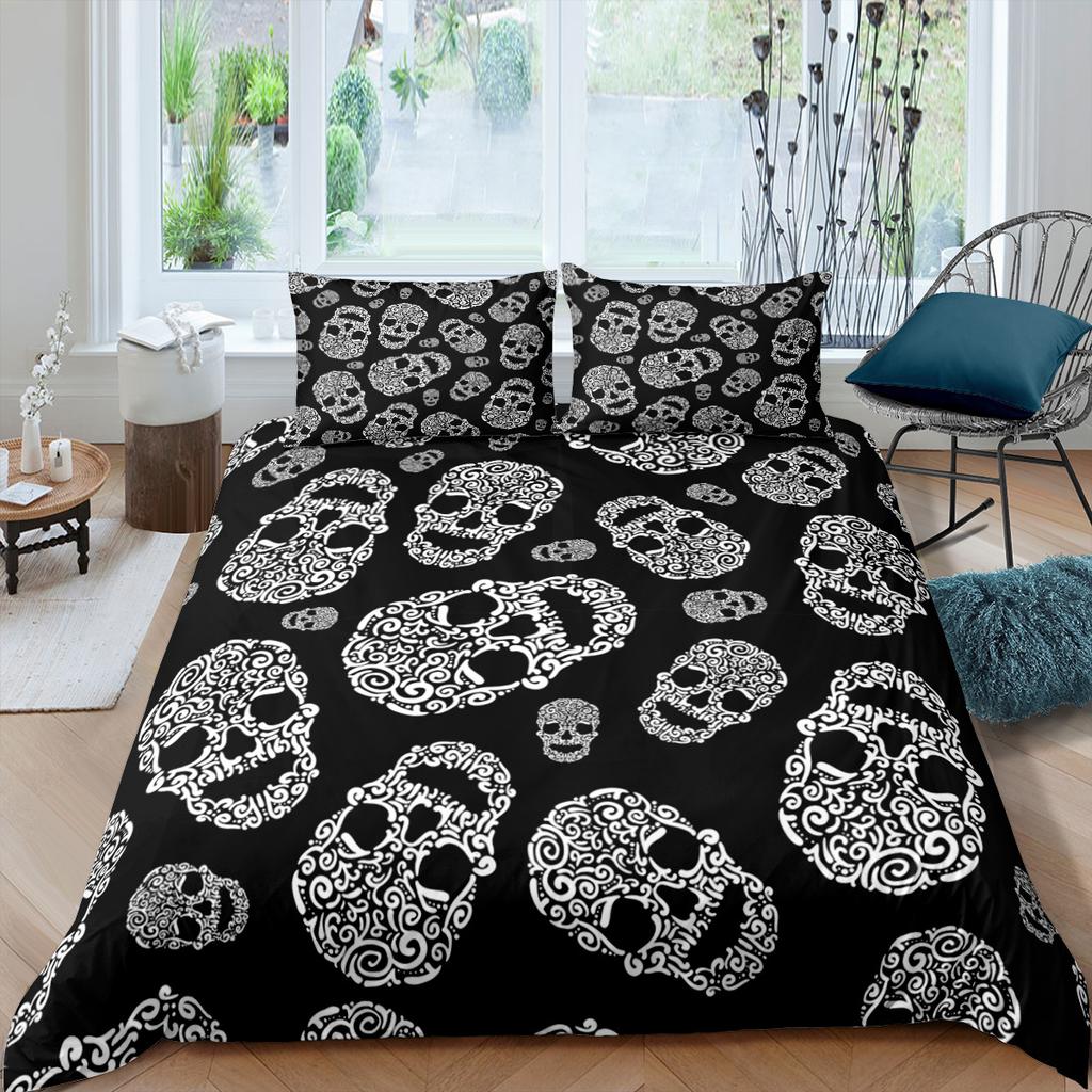 Home Bedding Set Skull Quilt Cover and Pillow Cover Bedding Set AU/EU/US Full Size Home Decoration