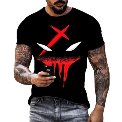 Smile Face 3D Geprint T-shirt met Korte Mouwen Vrije Tijd Hip Hop Zomer Ademend polyester Eenvoudige Top met Ronde Hals