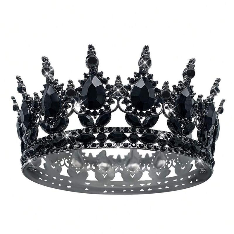 Luxury Color Baroque Queen Crown Colorful Sparkly Rhinestone Wedding Crown Bride Princess Full Round Tiaras Headband Headpieces