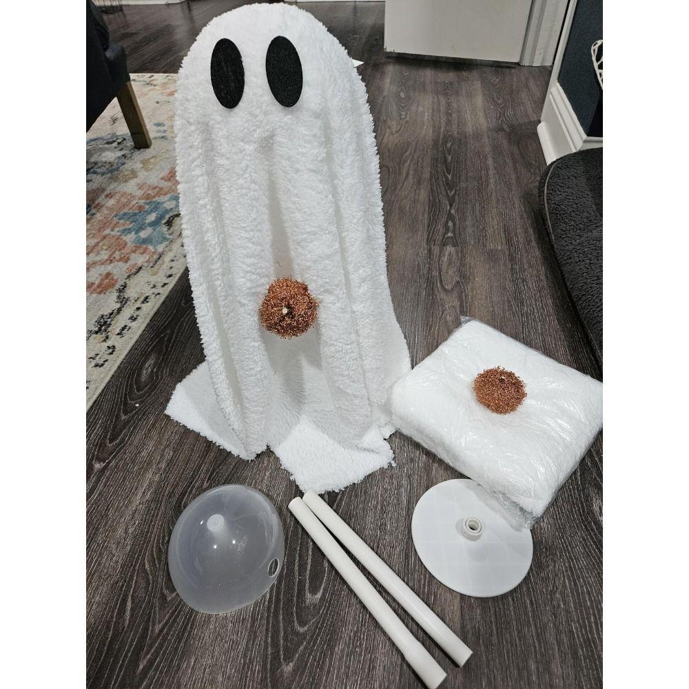 2 Pack with Pumpkin Light-Up Sherpa Ghosts Cute Ghost Tabletop Decor Halloween Decorations Party