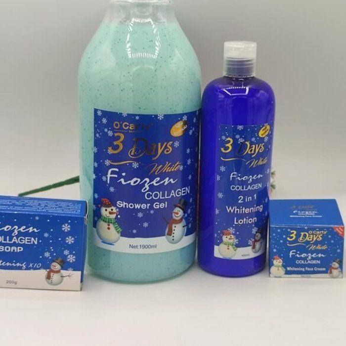 Coffret De Soins Anti-âge - Frozen Collagen - Gel Douche 1L - Lait 500ml - Sérum - Savon 200g - Crème Visage