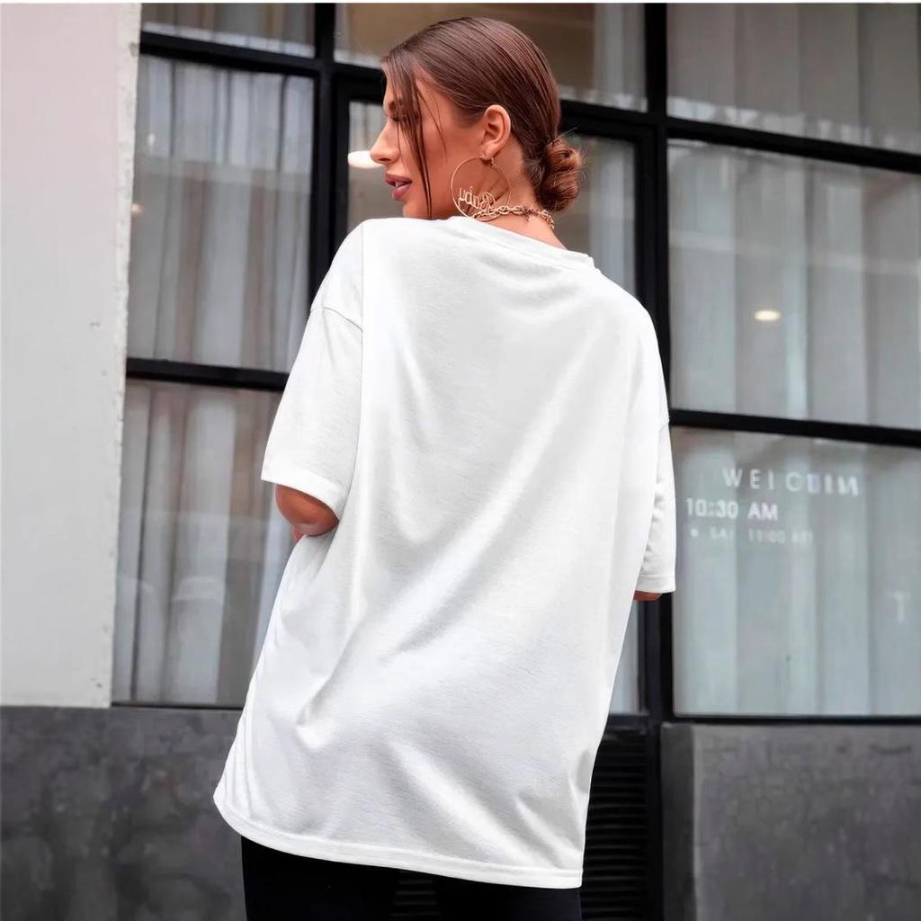 2025 Hong Kong Style Women's Cartoon Bear Graffiti Short-Sleeve Tee - Casual Hip-Hop Couples' Top