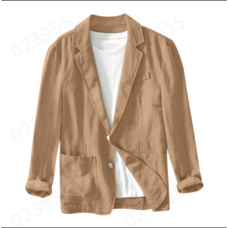 Men Solid Color Long Sleeve Casual Cotton Blazer Business Casual Outerwear