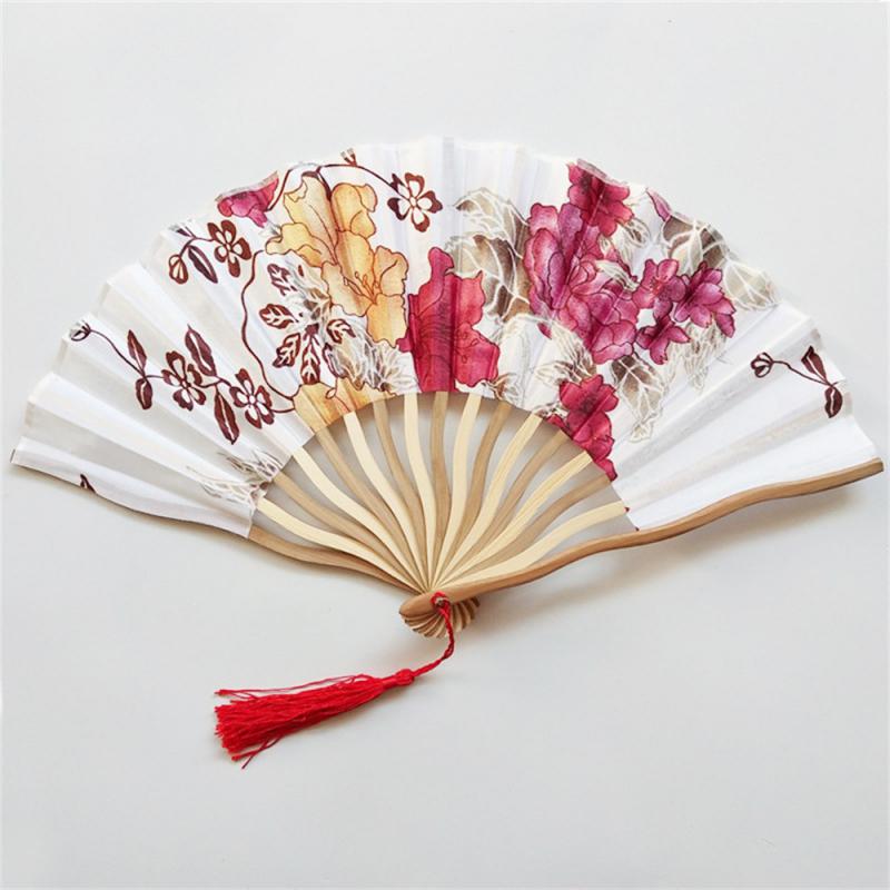 Chinese Japanese Style Silk Fan Folding Fan Wedding Fan Art Gifts Dance Hand Fan Vintage Bamboo Folding Hand Held Flower Fan