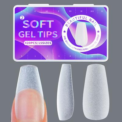 420Pcs/Box Fake Nails Easy To Paste Long Lasting Removable Clear Matte Nail Extension Acrylic Extra Short Almond Nail Tips Nail Salon Supplies