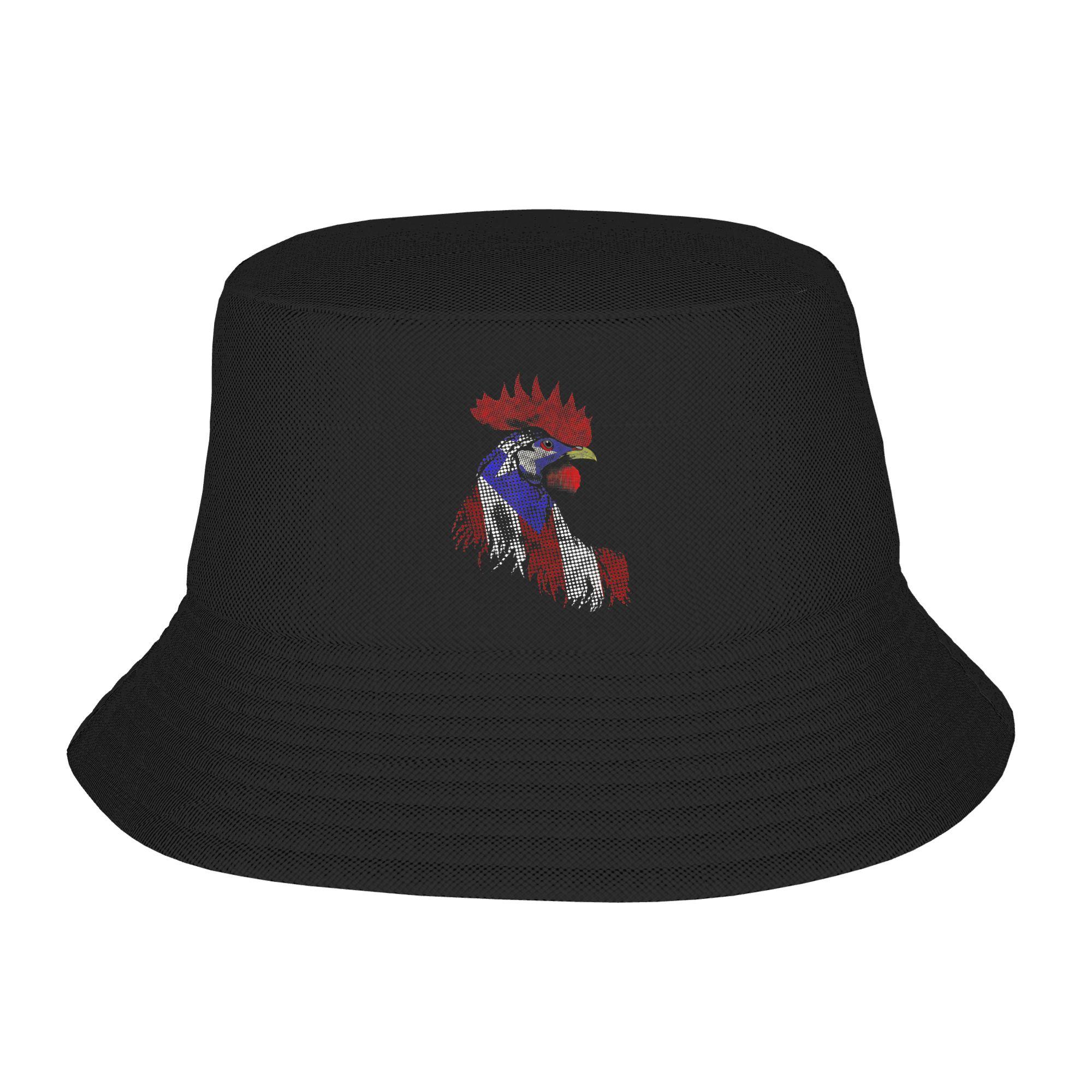 Puerto Rican Rooster Gallo Bandera Puerto Rico Rooster Flag Bucket Hat France FisherUnisex Caps Soft Fold Sunscreen Hats For Cap One Size