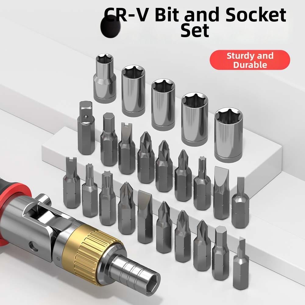 Ratchet Screwdriver Set Folding Design 10 in 1 and 14 in 1 Multi Tool for Maintenance and Repair Work Chrome Vanadium Steel