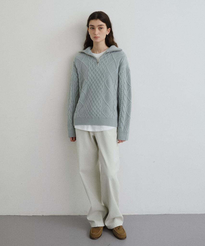 Yulago Cable Half Zip-Up Knit