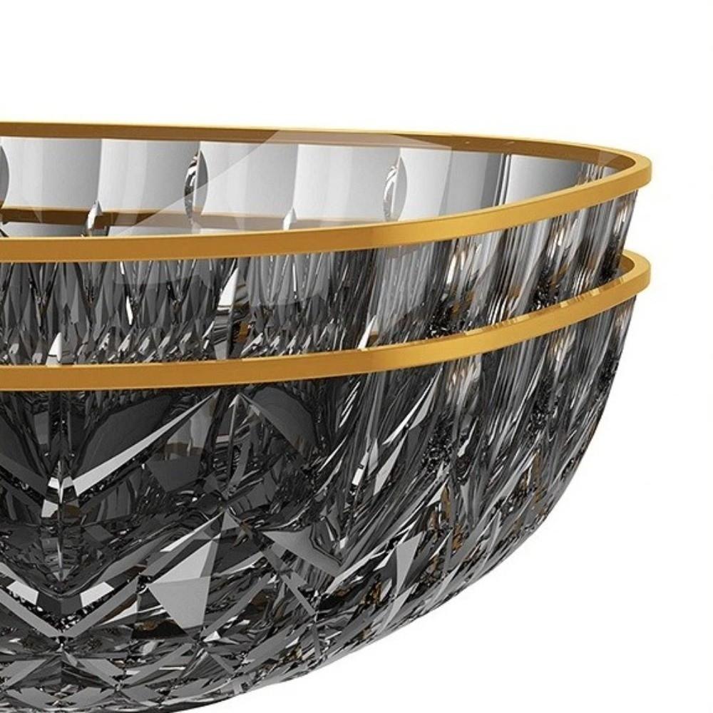 Golden Edge Fruit Bowl Square Transparent Fruit Tray Portable Dessert Biscuit Plate  Household