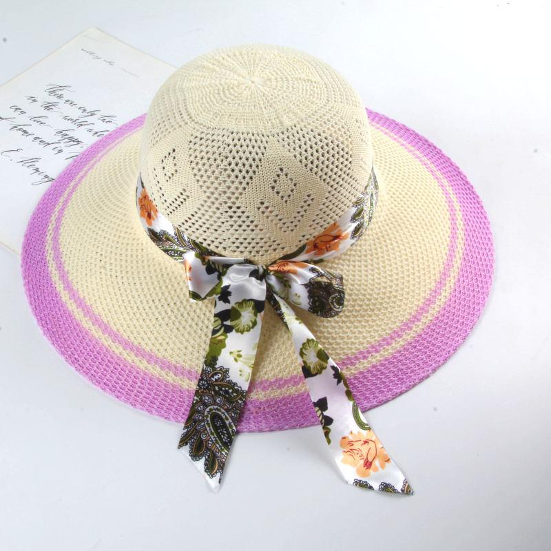 Women's Fashionable Sun Protection Wide Brim Straw Hat for Summer Beach and Scenic Outings
