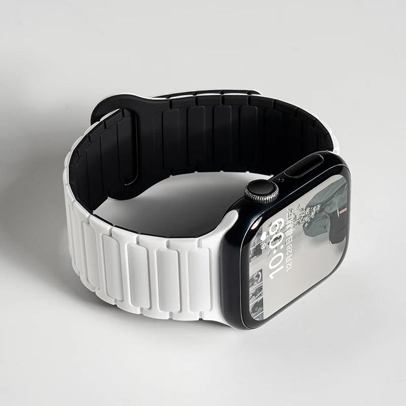 Silicone Strap for Apple Watch Ultra 2 49mm 42mm 45mm 41mm 44mm 40mm Magnetic Band for iWatch Series 10 46mm 9 8 7 6 SE 5 4 3
