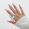 European and American Retro Pearl Opening Hollow Ring Women's Ins Style Alloy Ring Niche Design Fashion Jewelry