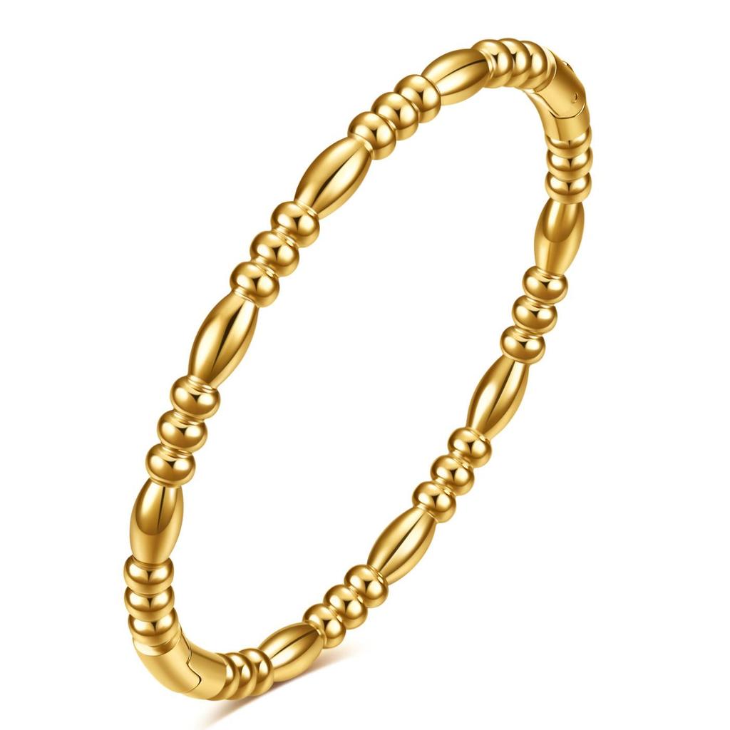 5MM Bamboo Section Titanium Steel Bracelet, 18K Gold-Plated, Versatile & Simple Design
