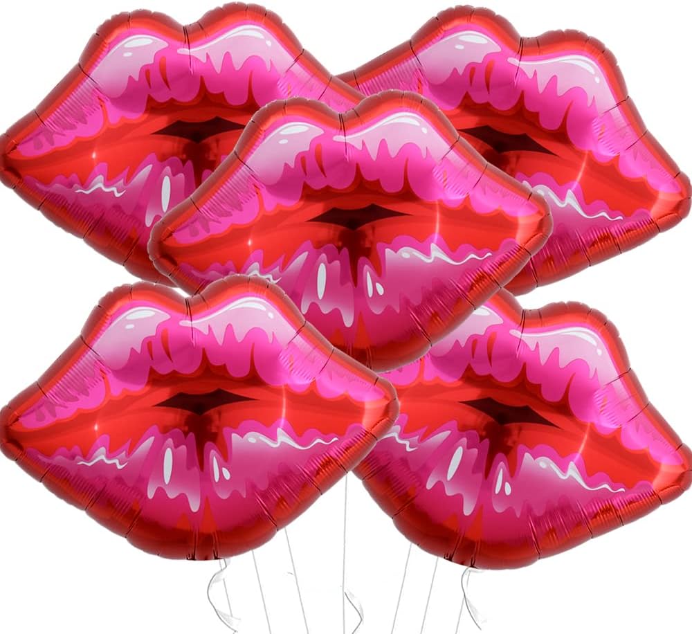 

5pcs Large Pink Lips Balloon Aluminum Film Balloon Wedding Valentine s Day Proposal Anniversary Surprise Romantic Decoration 76CM