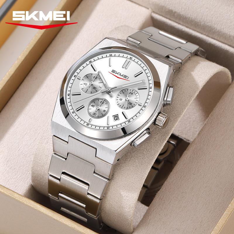 SKMEI Luxury Men Watch Waterproof Luminous Chronograph Date Stainless Steel Watch for Men Quartz Military Men's Watches