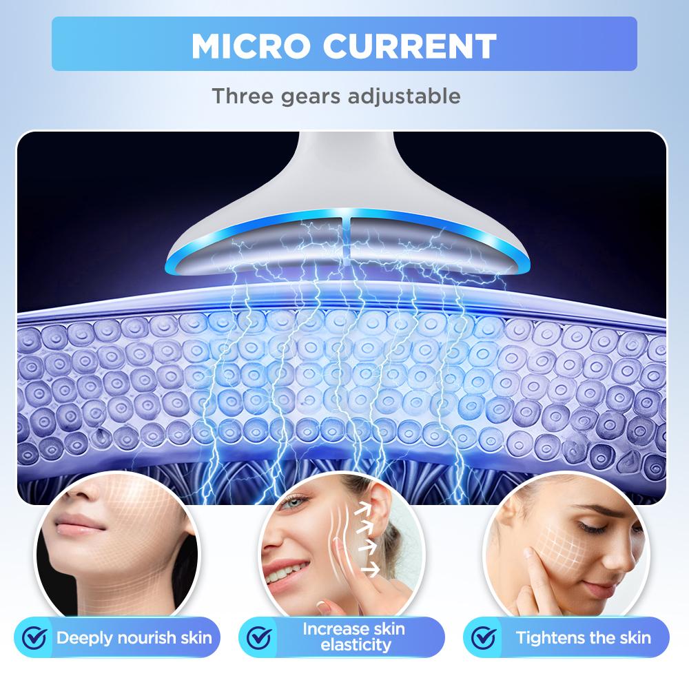 3 Colors LED Neck Beauty Device EMS Facial Lifting Massager Double Chin Remover Heat Therapy Face Skin Rejuvenation Instrument