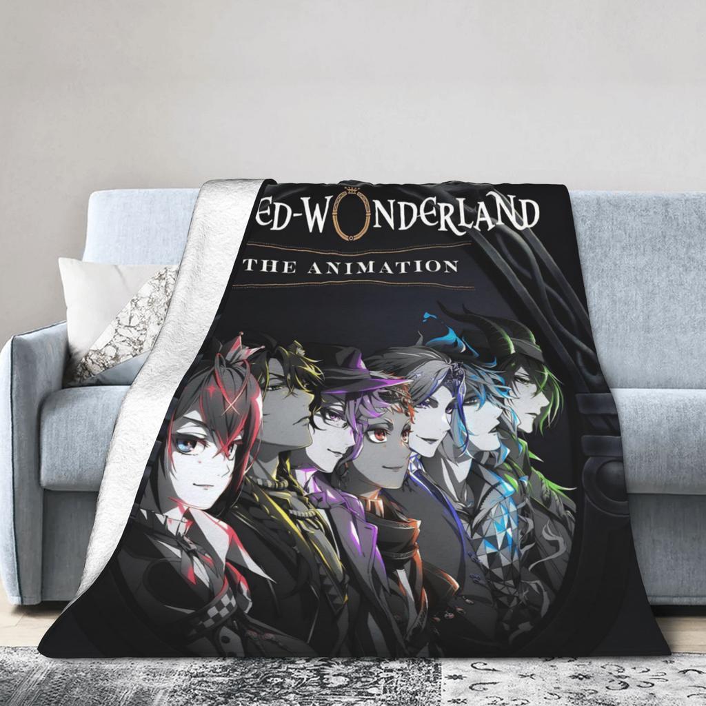 Twisted Wonderland Yuu Grim Knitted Blankets TWST Rhythm Game Flannel Throw Blanket Couch Printed Ultra-Soft Warm Multi-function