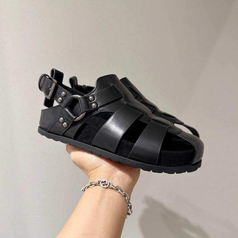 Retro Woven Hollowed-out Sandals Women's Shoes Casual Thick-soled Flip-top Pig Cage Shoes