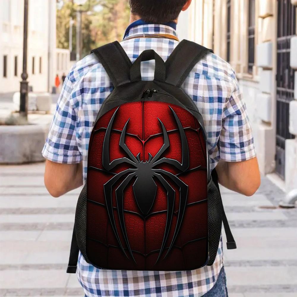 3PCS Dark Spider Print Backpack Set | Roomy Casual Backpack with Matching Clutch & Tote Bag, Perfect for Daily Outings & Travel