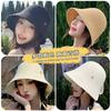 Sommer neuer Hut Damenmode vielseitig klein frisch gestrickt süßer Fischerhut Sonnenschutz Sonnenblende Schleife