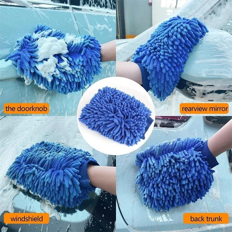 1/2pcs Microfiber Chenille Glove Car Wash Sponge Care Washing Brush Cleaning Tools Auto Washing Towel Glove Styling Accessories