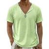 Men V Neck Solid Color Loose Casual Short Sleeve Breathable T Shirt