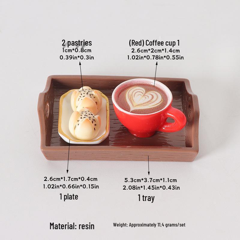 Miniature Pastry Models & Coffee Cup Ornaments for Dollhouse Scene Decorations