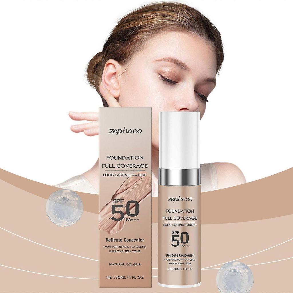 Zephoco Flawless Temperature-Change Foundation, Natural Shade, Long-Lasting, Hydrating, Sweatproof, Waterproof, And Smudge-Resistant