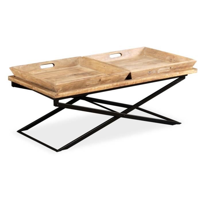 VidaXL Table basse Bois de manguier massif 110 x 55 x 42 cm